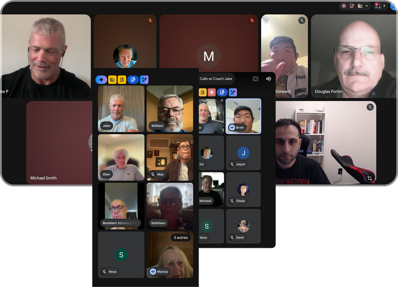 A weekly live coaching call with Jake Platt and members