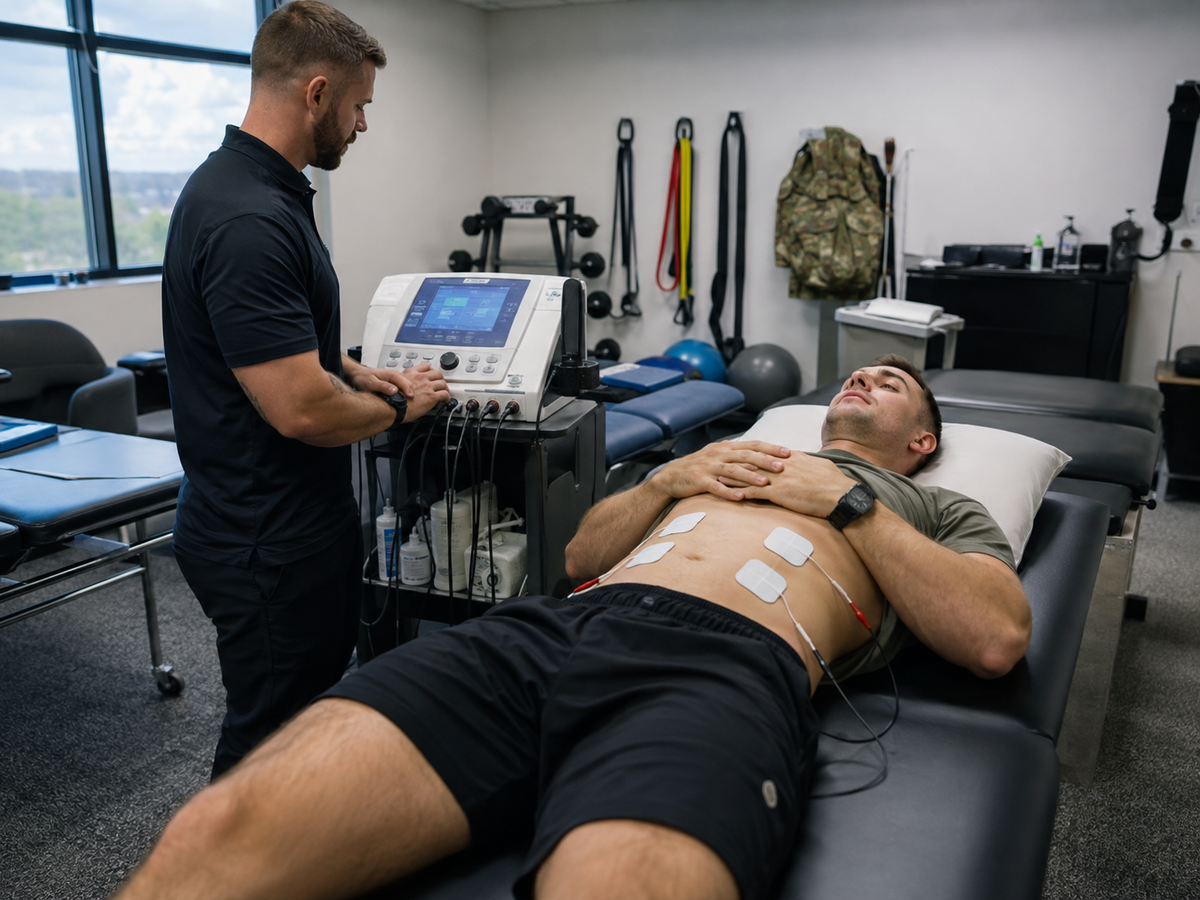 NMES equipment in a physical therapy clinic