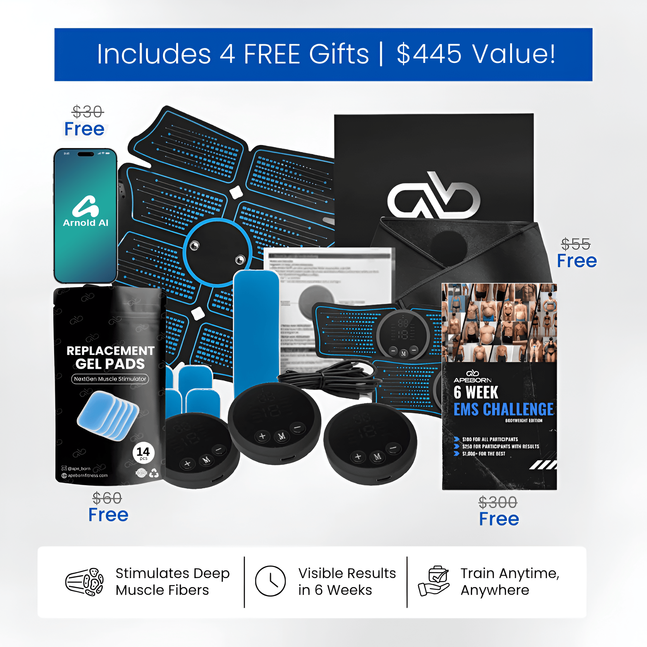 APE BORN Sporting Goods NextGen Muscle Stimulator Transformation Kit (Special Offer)